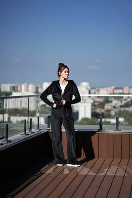 Жіночий спортивний костюм плюш велюр чорний